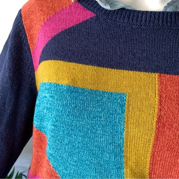 v i n t a g e :: Bold Artsy Slouchy Geometric Knit Sweater - Picture 2 of 9